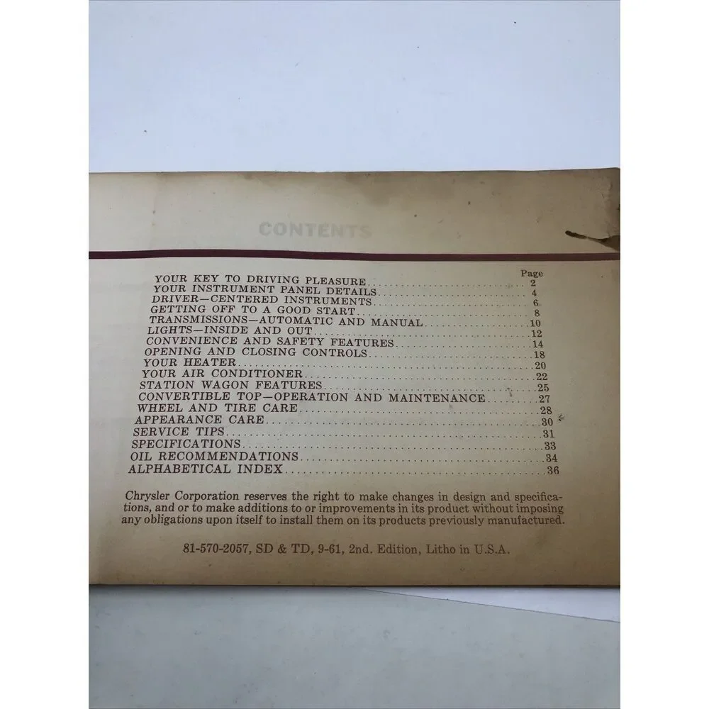 1962 Original Plymouth Owners Manual Guide. Vintage.  Please Read